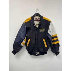 Vintage Jeff Hamilton Michigan Wolverines Jacket Mens Large Blue NCAA Bomber 90s